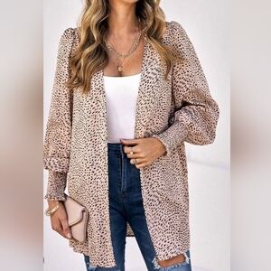 Amazon Beige Leopard Print Women's Blazer